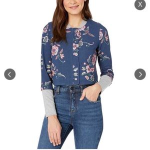 BCBGeneration Women Blue Bomber Knit Long Sleeve Cropped Jacket Size XS